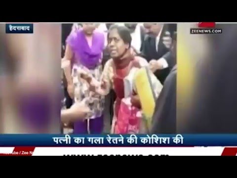 شاهد رجل يقطع حنجرة زوجته أمام القاضي