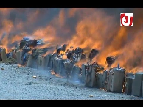 بالفيديو  احراق أكثر من 16 طن من المخدرات
