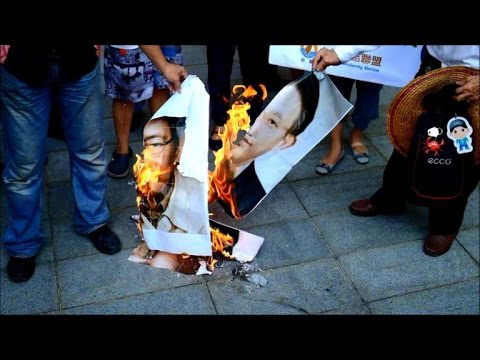 شاهد تظاهرة في تايوان ضد زيارة لمسؤول صيني