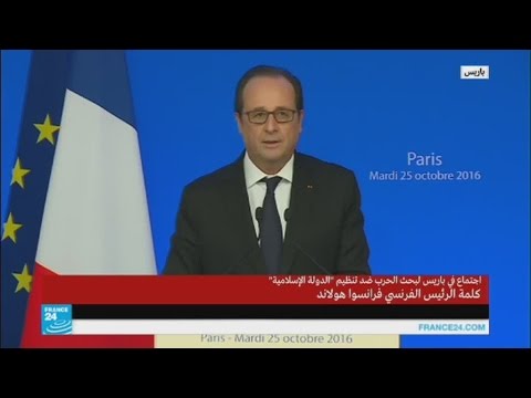 كلمة الرئيس الفرنسي في افتتاح اجتماع 13 وزيرا للدفاع بباريس