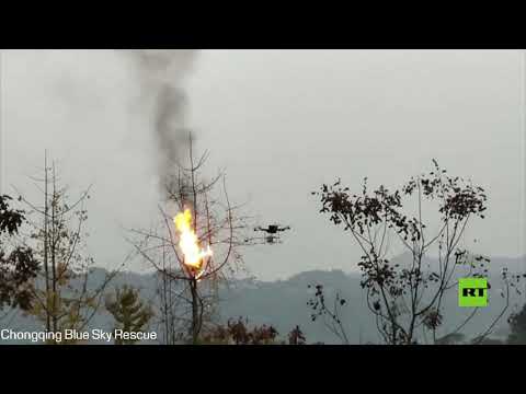 طائرة مسيرة تستخدم قاذف اللهب للقضاء على أعشاش الدبابير في الصين